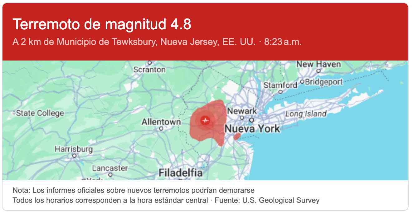 Terremoto M 4.8 sacude Nueva Jersey: mayor evento sísmico desde 1950