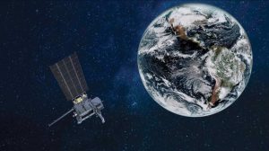 Artista rendering del satélite GOES-U de NOAA, que proporcionará datos meteorológicos avanzados y monitoreo del clima espacial.