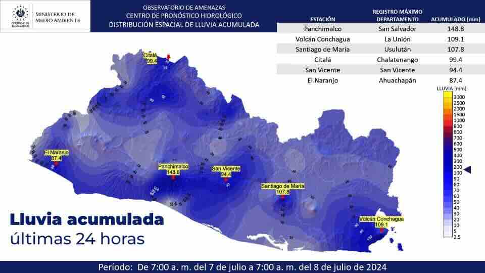 Las lluvias intensas y las tormentas continuarán en El Salvador. Se recomienda tomar medidas de precaución y estar atentos a los avisos de las autoridades. ️⛈️🇸🇻