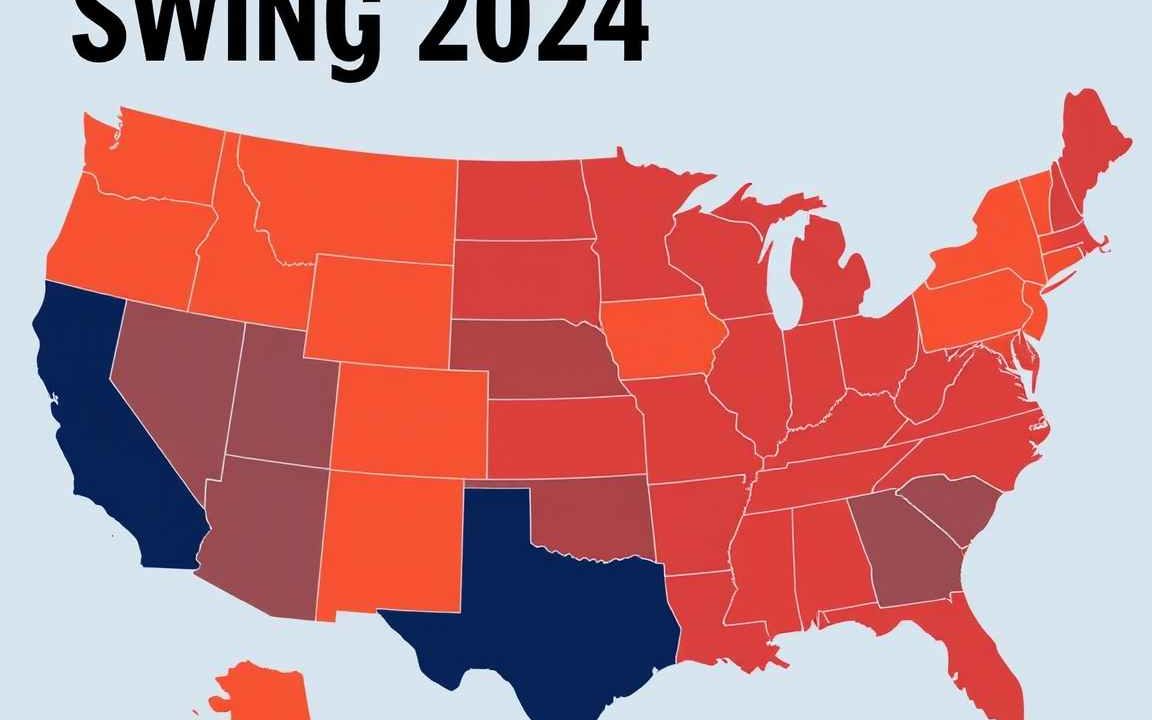 Los siete estados decisivos, conocidos como "swing states", jugarán un rol crucial en las elecciones presidenciales de EE.UU. en 2024.