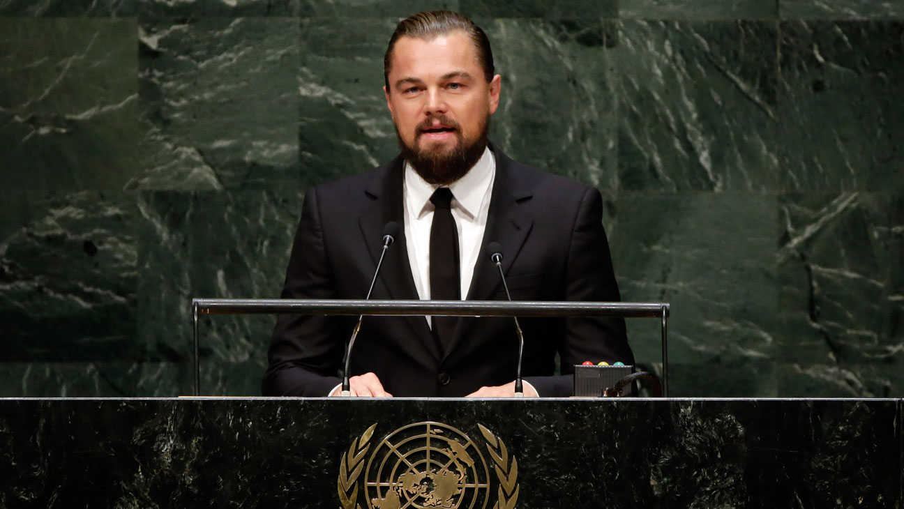 Leonardo DiCaprio hablando en la ONU sobre el cambio climático