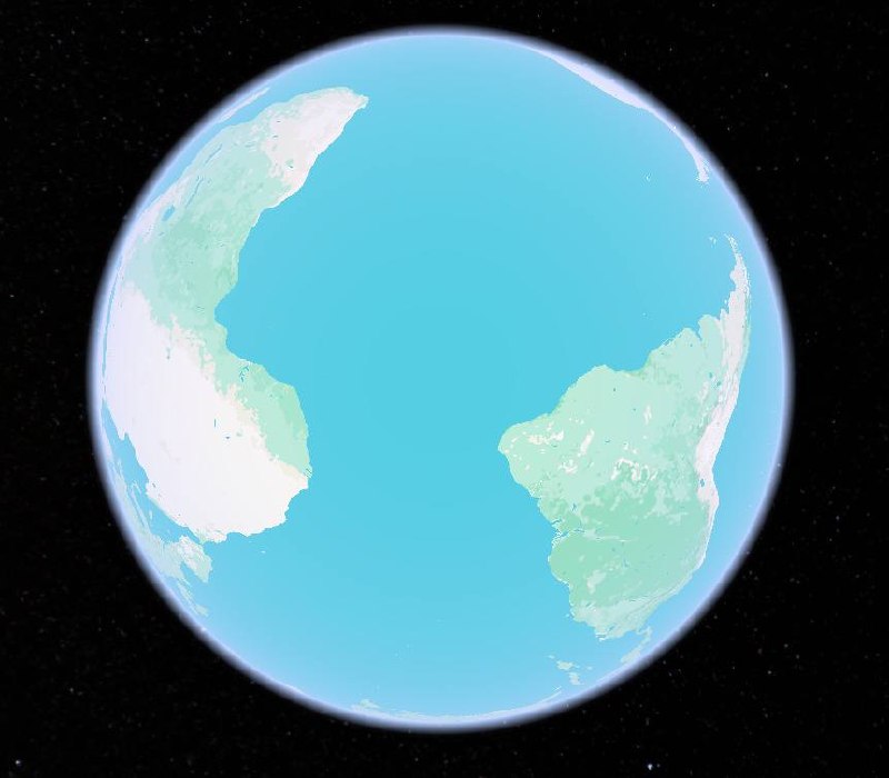 Recreación en Google Earth mostrando la misma perspectiva de la Tierra vista desde Artemis II, donde la Antártida no es visible