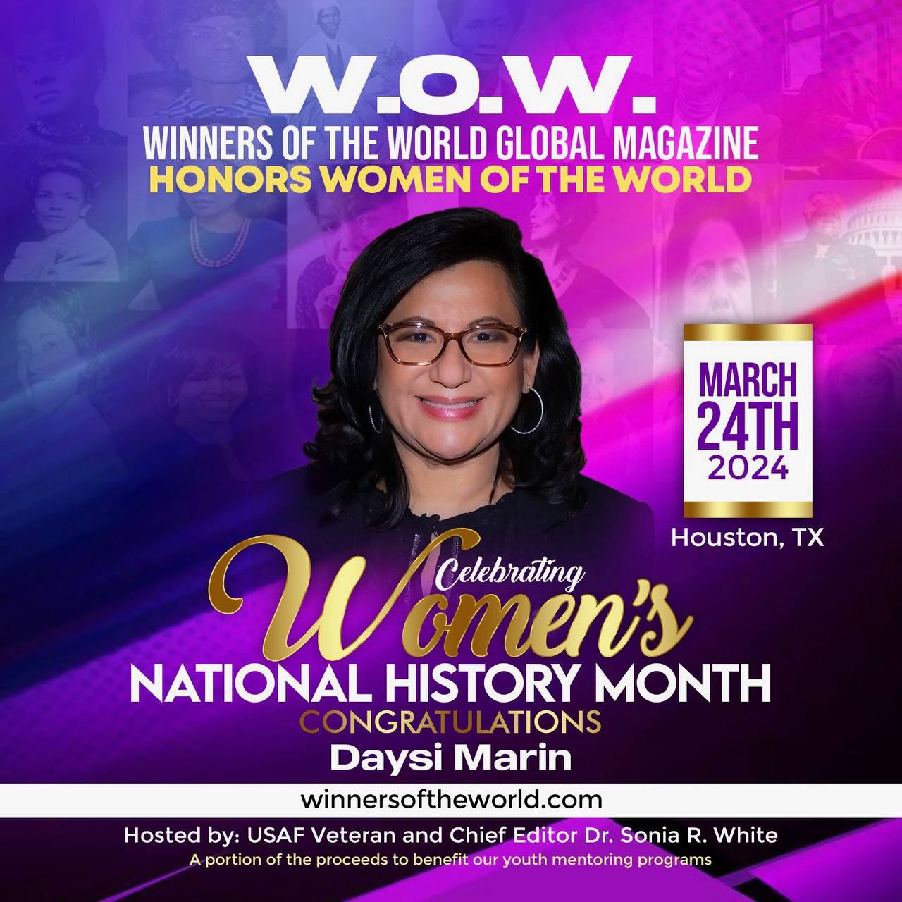 W.O.W. Winners of the World Global Magazine honra a Daysi Marin durante Women's National History Month - March 24, 2024