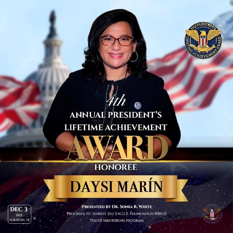 Daysi Marín como Honoree del 4th Annual President's Lifetime Achievement Award - Dec 3, 2023