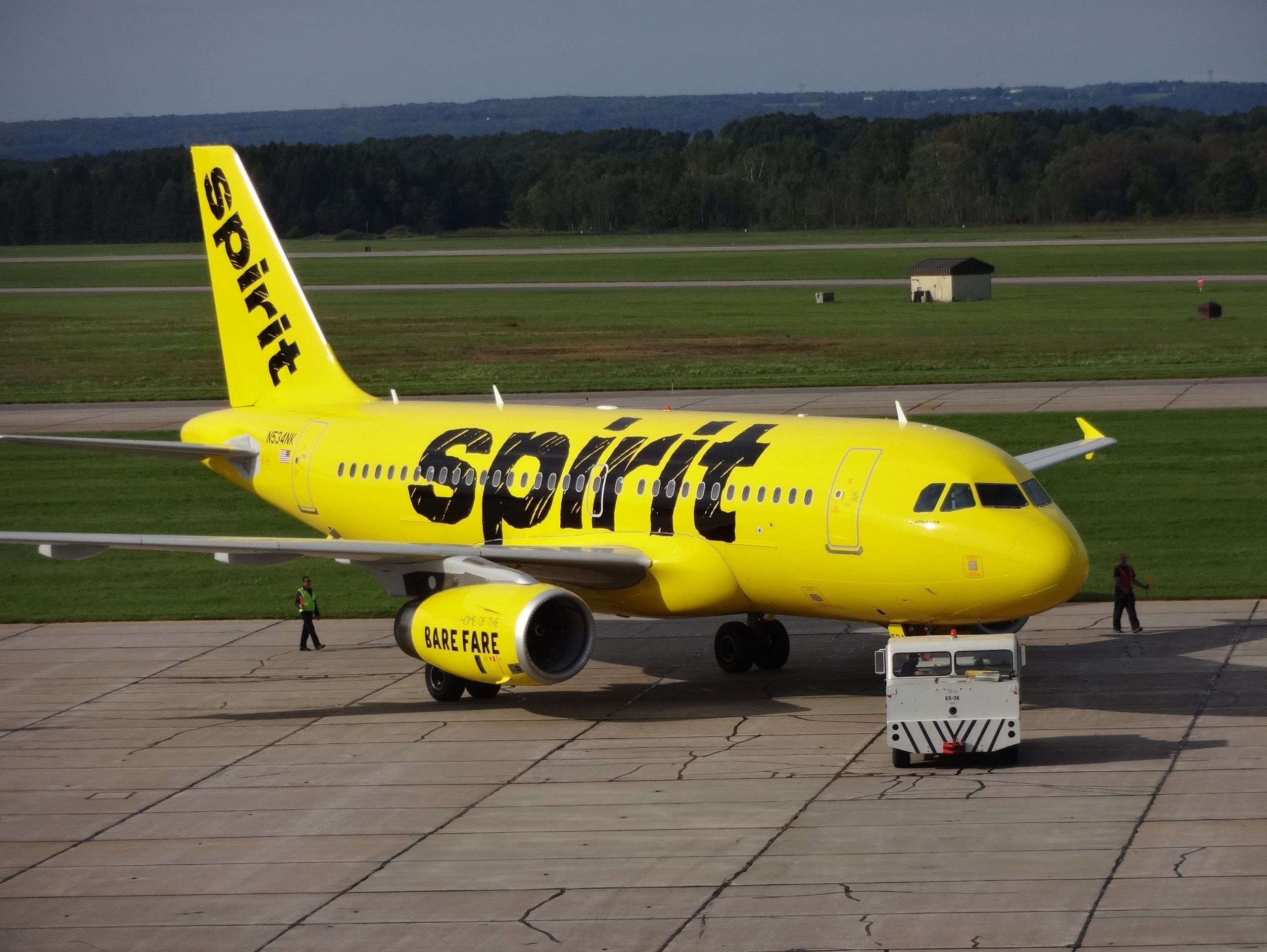 Avion amarillo caracteristico de Spirit Airlines